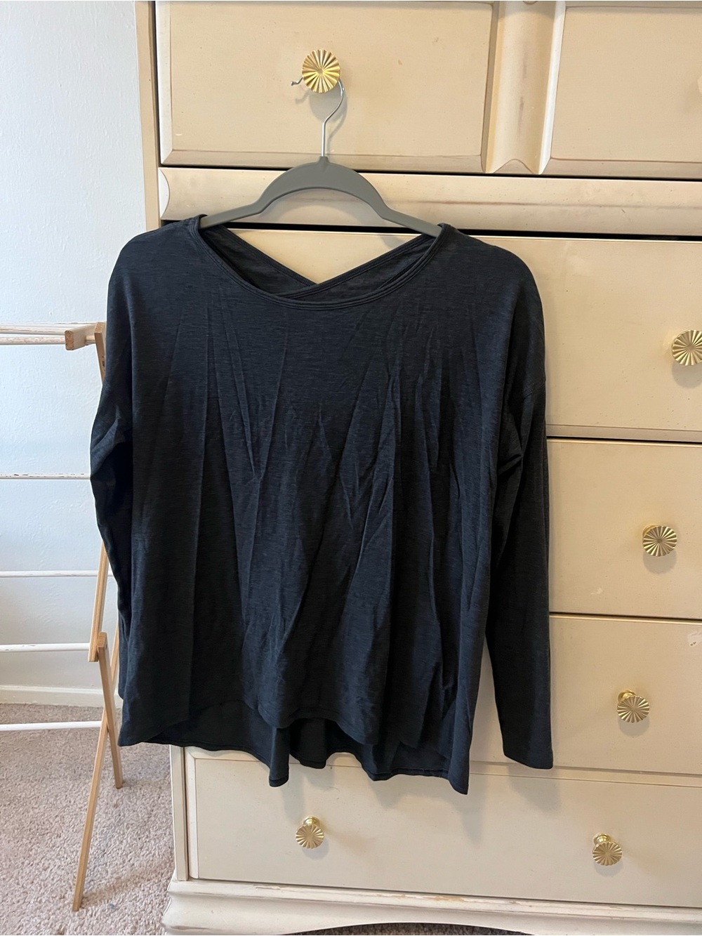 lululemon athletica Black Long-Sleeve Top with Cross-Back